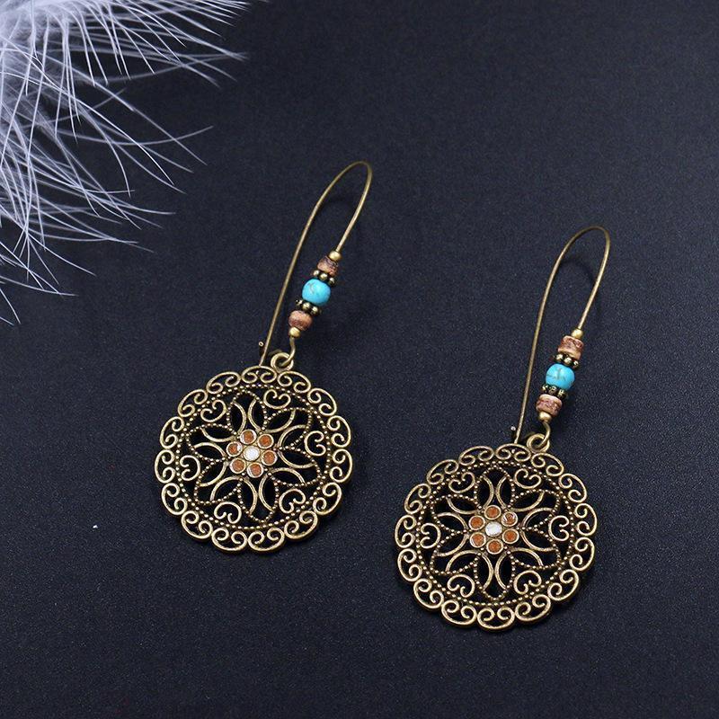 Bohemian Retro Long Hollow Flower Earrings