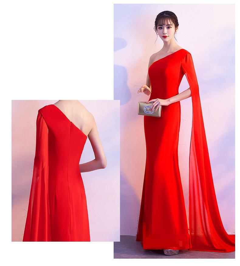 Host Dress Elegant Slim Fit Toast Clothing Solid Color Maxi Dress