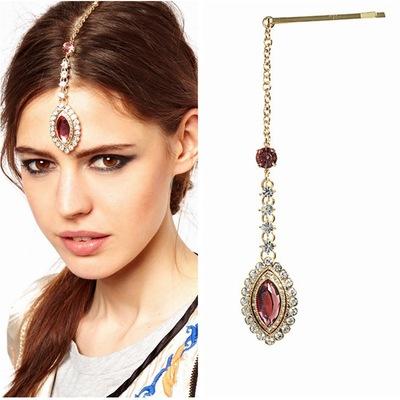 Forehead Gemstone Hairpin Headwear Accessories