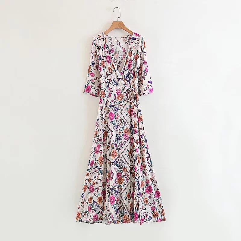 Boho Floral Sexy V-neck Sleeve Maxi Chic bohemi Long Dress