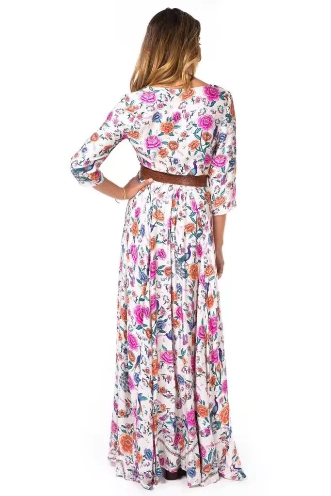 Boho Floral Sexy V-neck Sleeve Maxi Chic bohemi Long Dress