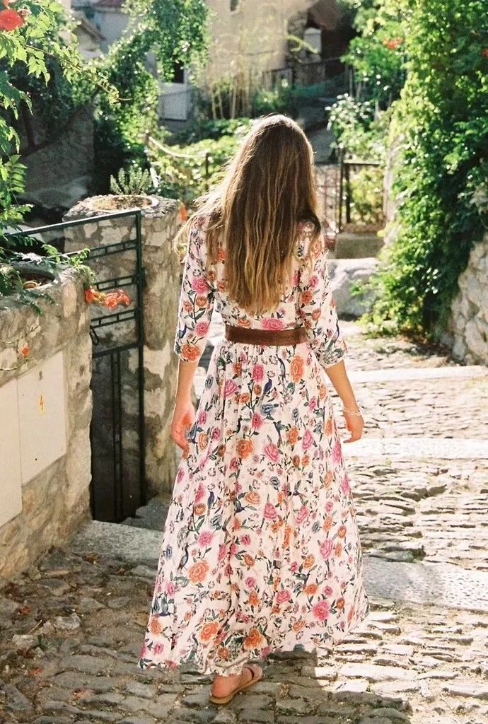 Boho Floral Sexy V-neck Sleeve Maxi Chic bohemi Long Dress