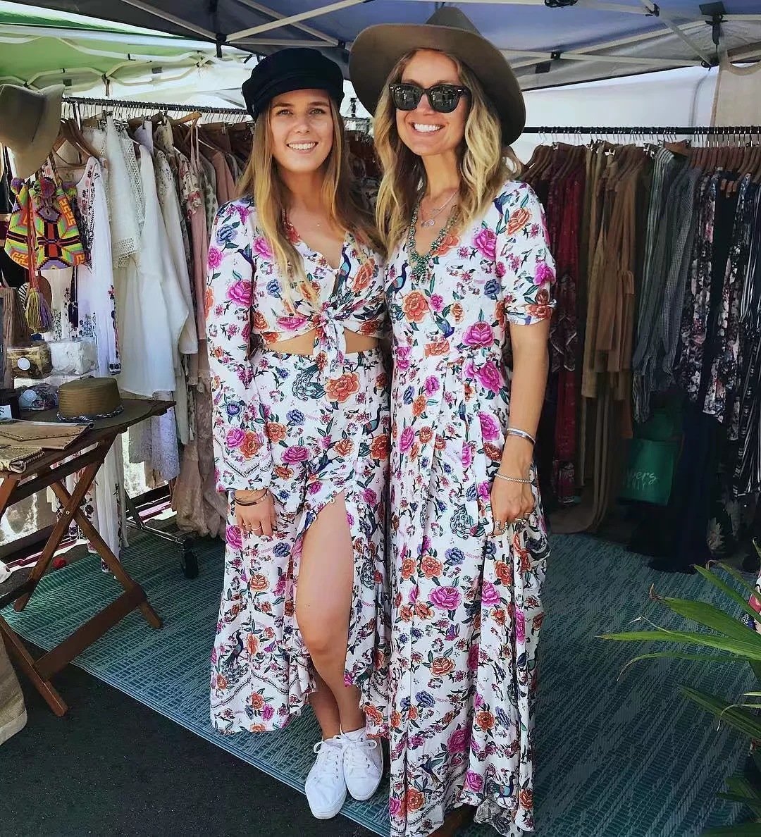 Boho Floral Sexy V-neck Sleeve Maxi Chic bohemi Long Dress