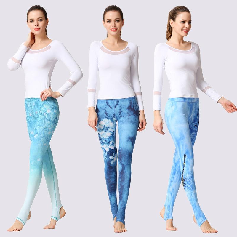 Stylish Yoga Clothes Printed Yoga Pants Women's Tight High Waist Hip Lifting and Foot Stepping Pants Sports Fitness Pants