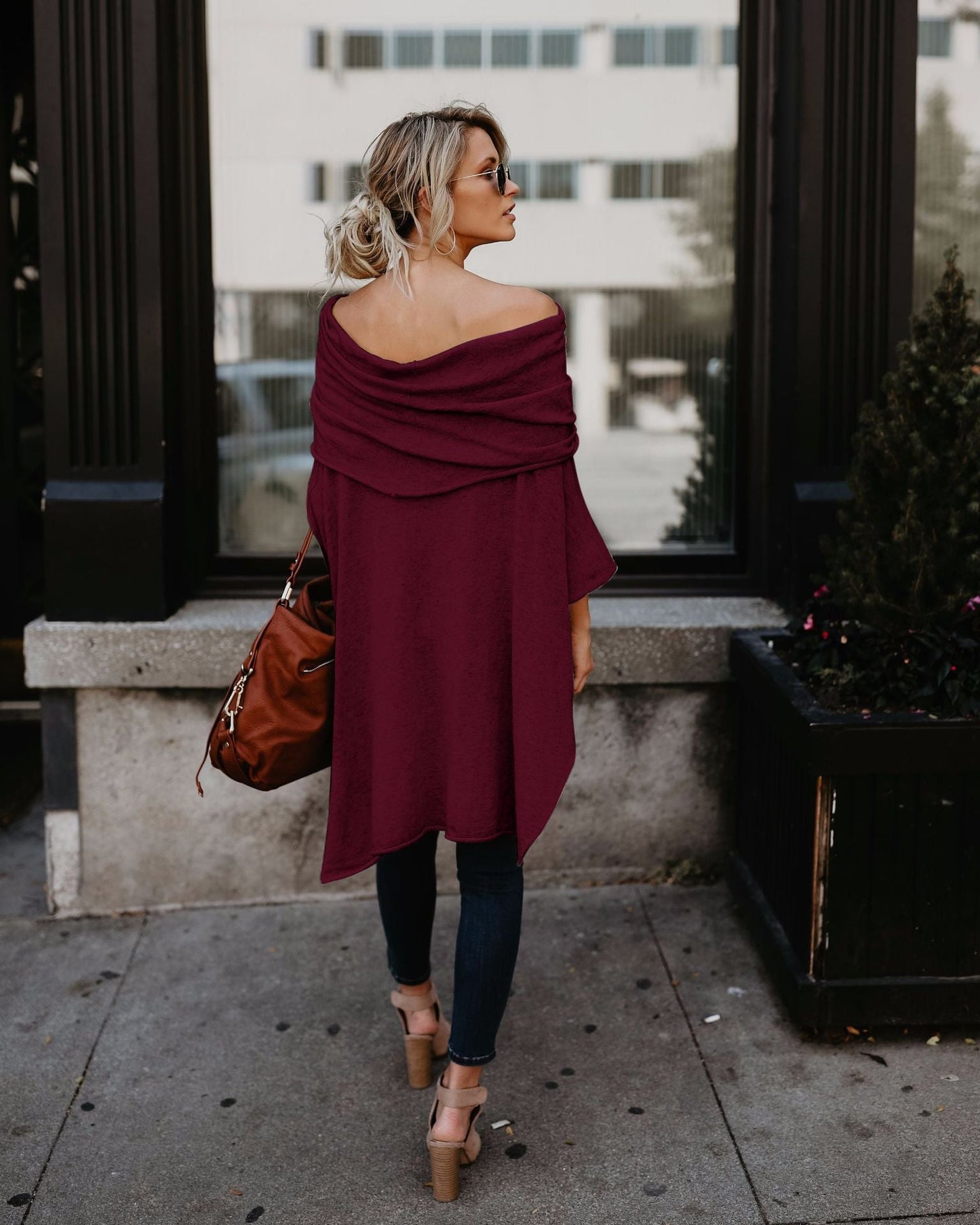 Solid Color Off Shoulder Irregular Tops