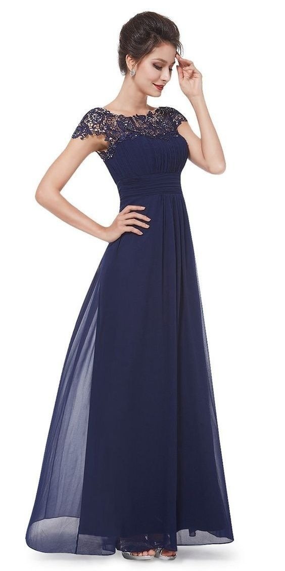 Round Neck Short Sleeve Evening Gown Maxi Dress