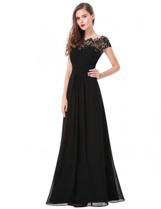 Round Neck Short Sleeve Evening Gown Maxi Dress