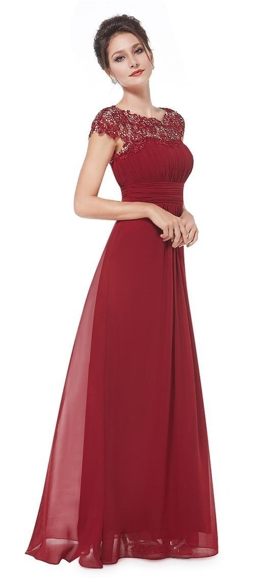 Round Neck Short Sleeve Evening Gown Maxi Dress