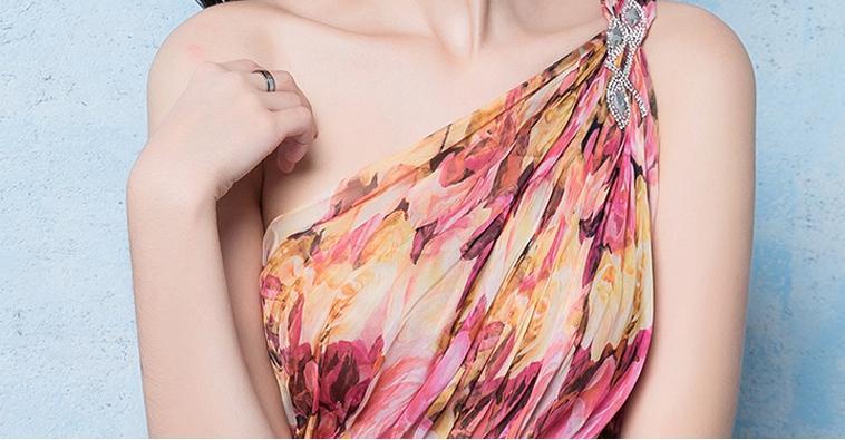 Printed chiffon halter sexy dress