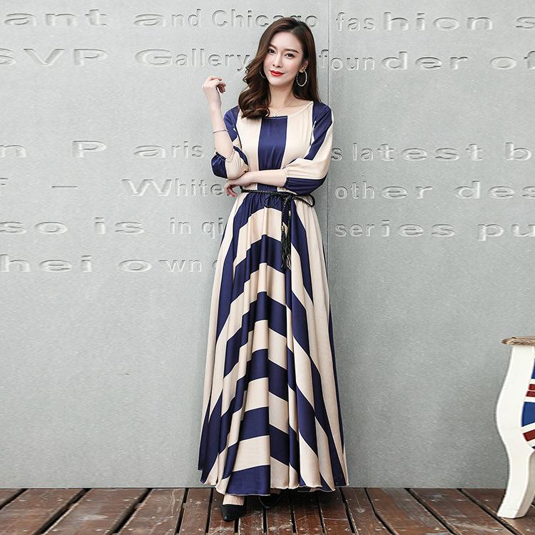 Casual Stripes Big Swing Beach Maxi Dress