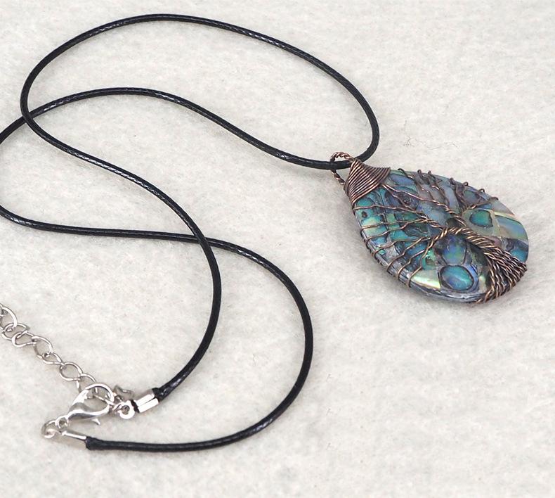 Handmade Natural Abalone Shell Stone Pendant Necklace