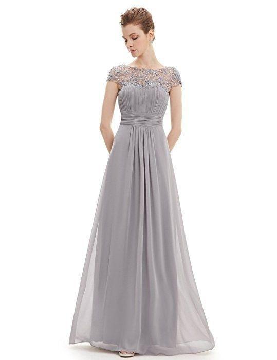 Round Neck Short Sleeve Evening Gown Maxi Dress