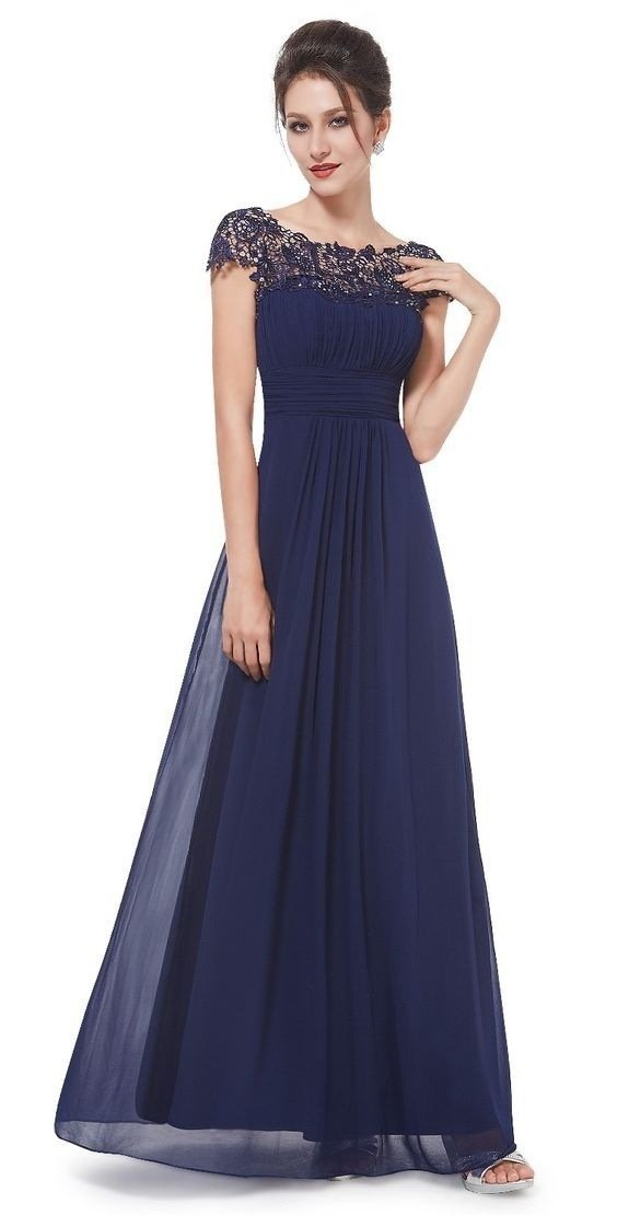 Round Neck Short Sleeve Evening Gown Maxi Dress