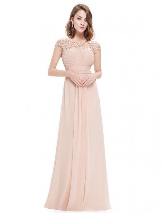 Round Neck Short Sleeve Evening Gown Maxi Dress