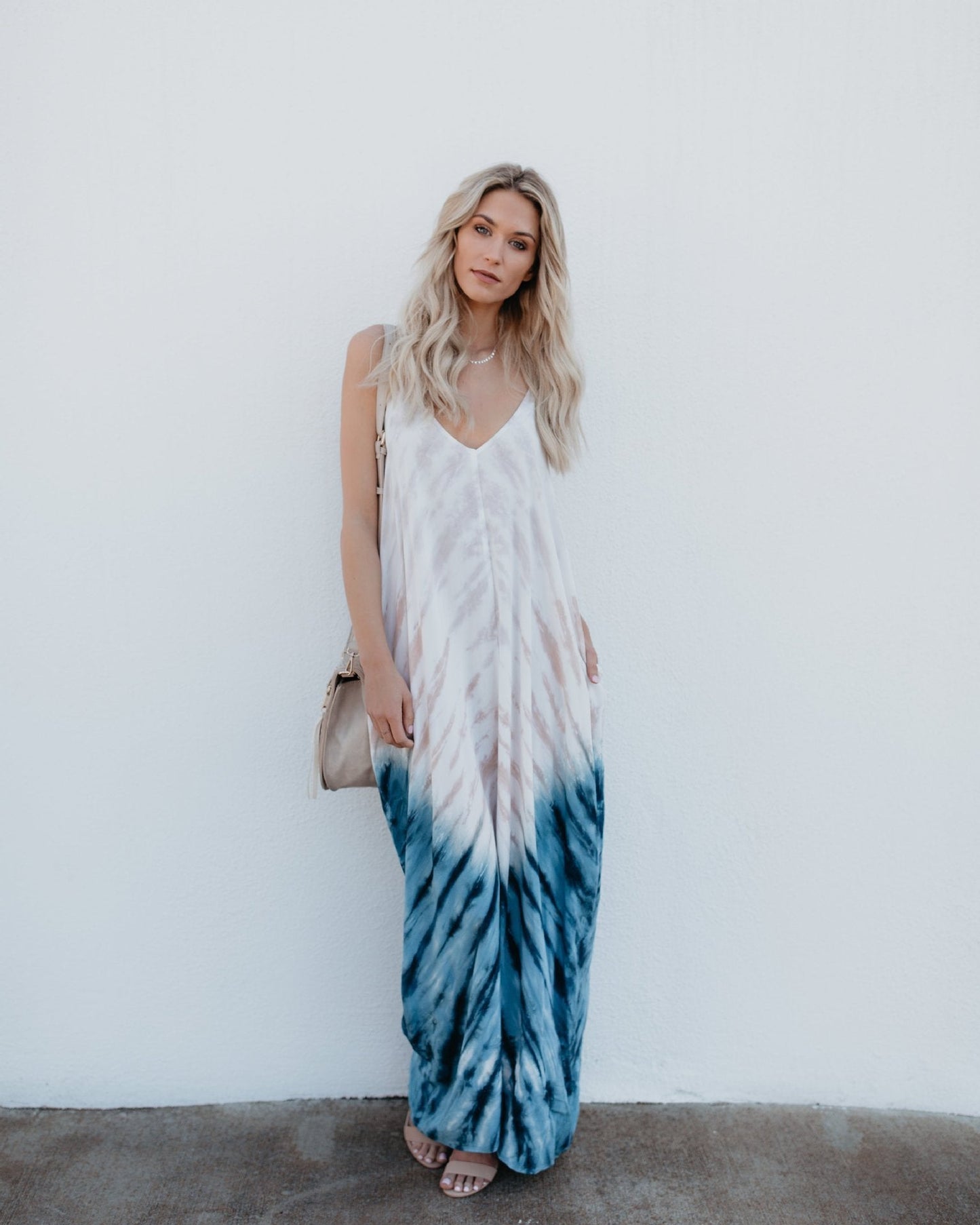 Bohemian Print V-Neck Sling Backless Maxi Dress