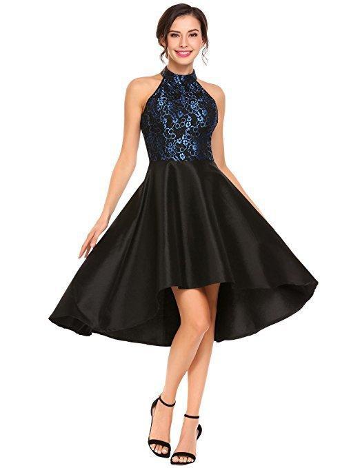 Fashion Lace Hanging Neck Slim Sleeveless Wrapped Chest Swallowtail Evening Dress