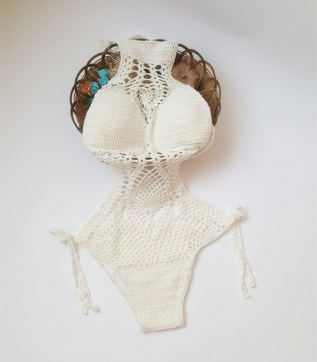 Sexy Crochet One Piece Bikini Crochet Halter Swimsuits