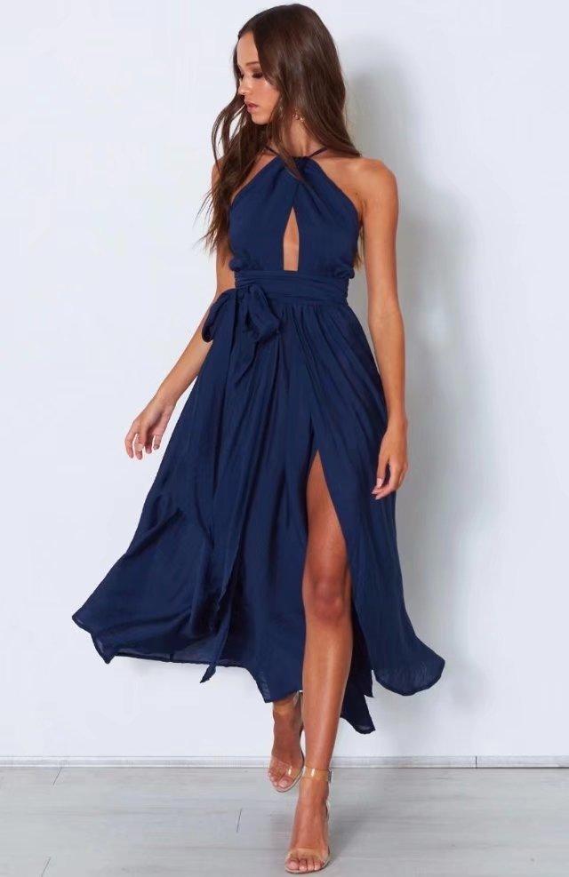 Sexy Hanging Neck Wrapped Chest Holiday Beach Dress