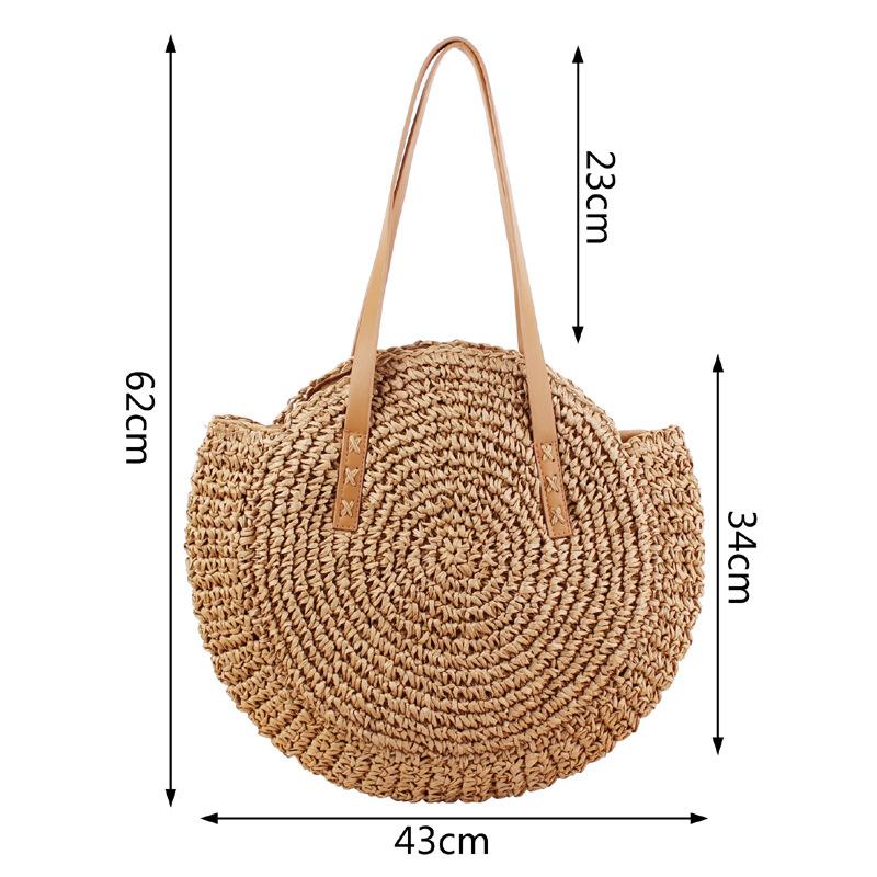 Summer Beach Round Straw Shoulder Bag