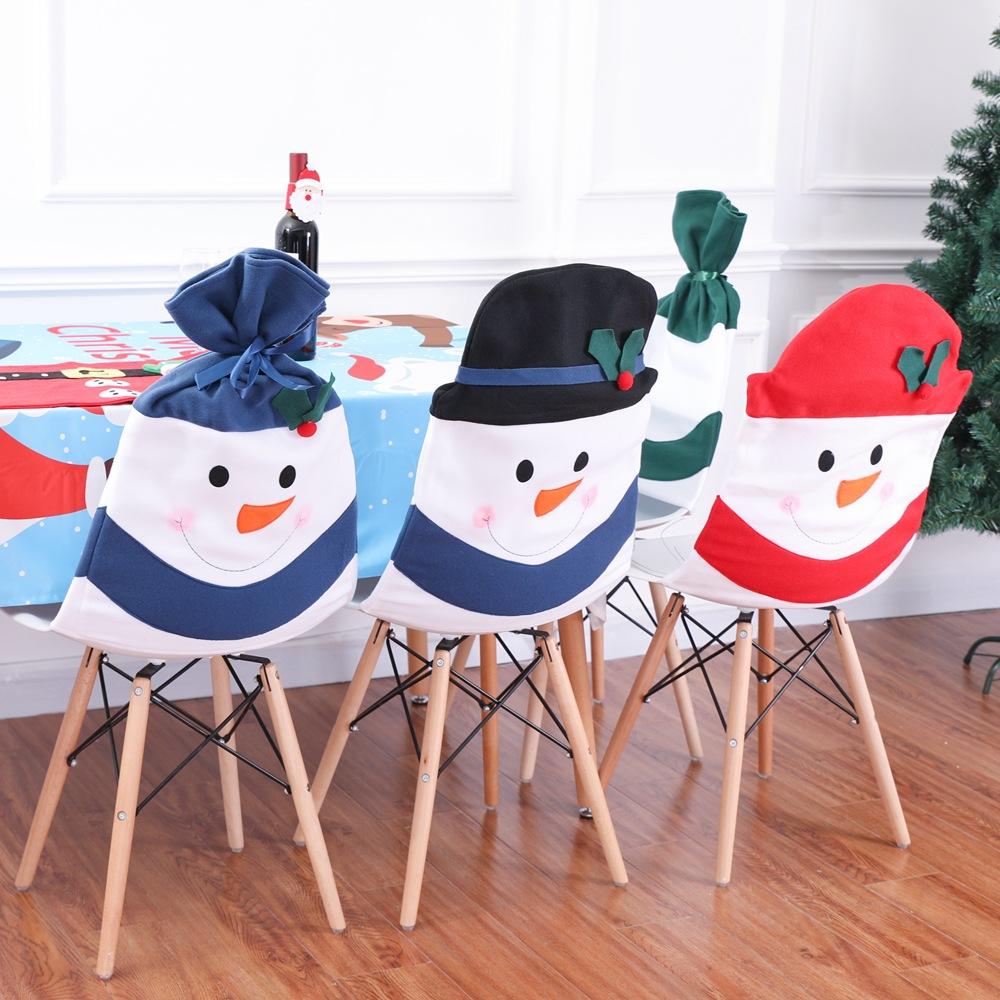 Holiday Snowman Dining Chair Slipcovers Christmas Decorations