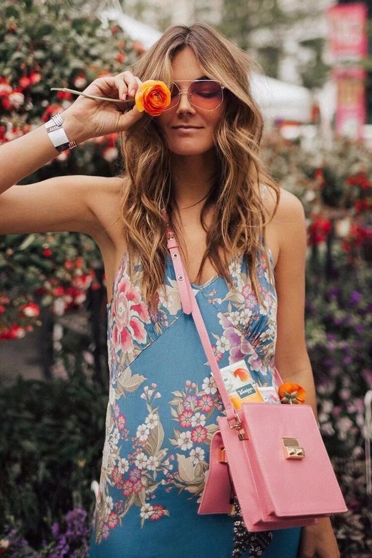 Vacation Style Flower Print Beach Sling Dress