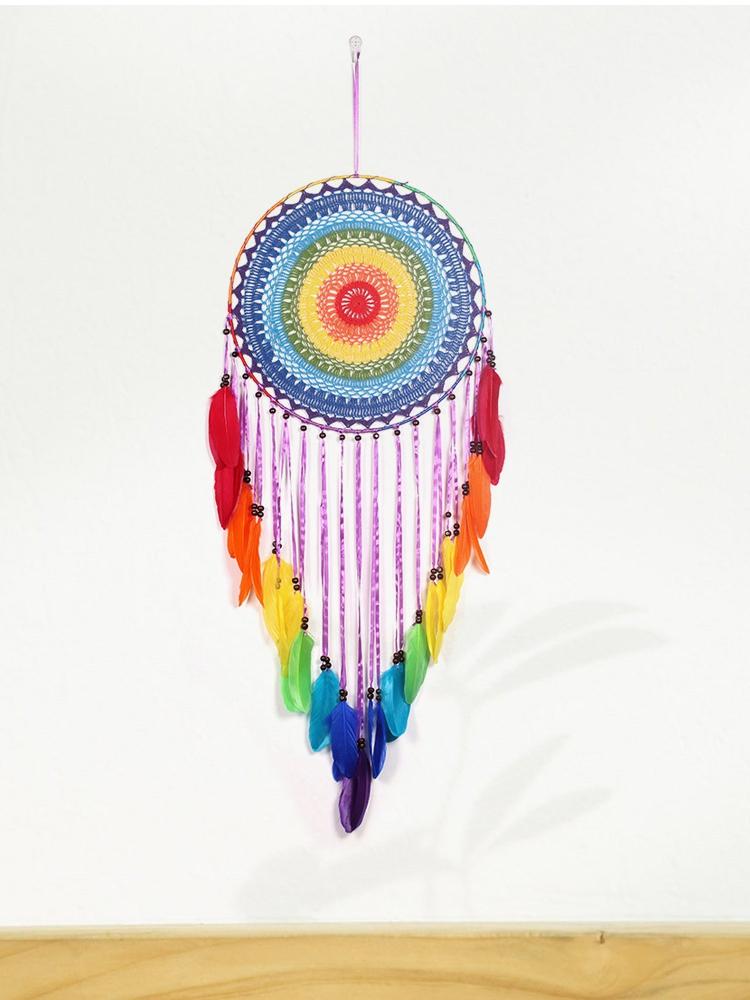 Handmade Colorful Feathers Long Dream Catcher Wall Decoration