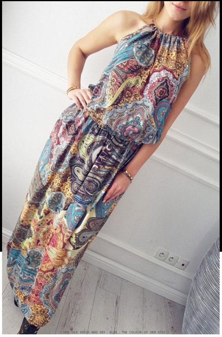 Halter Strapless Floral Bohemia Long Dress