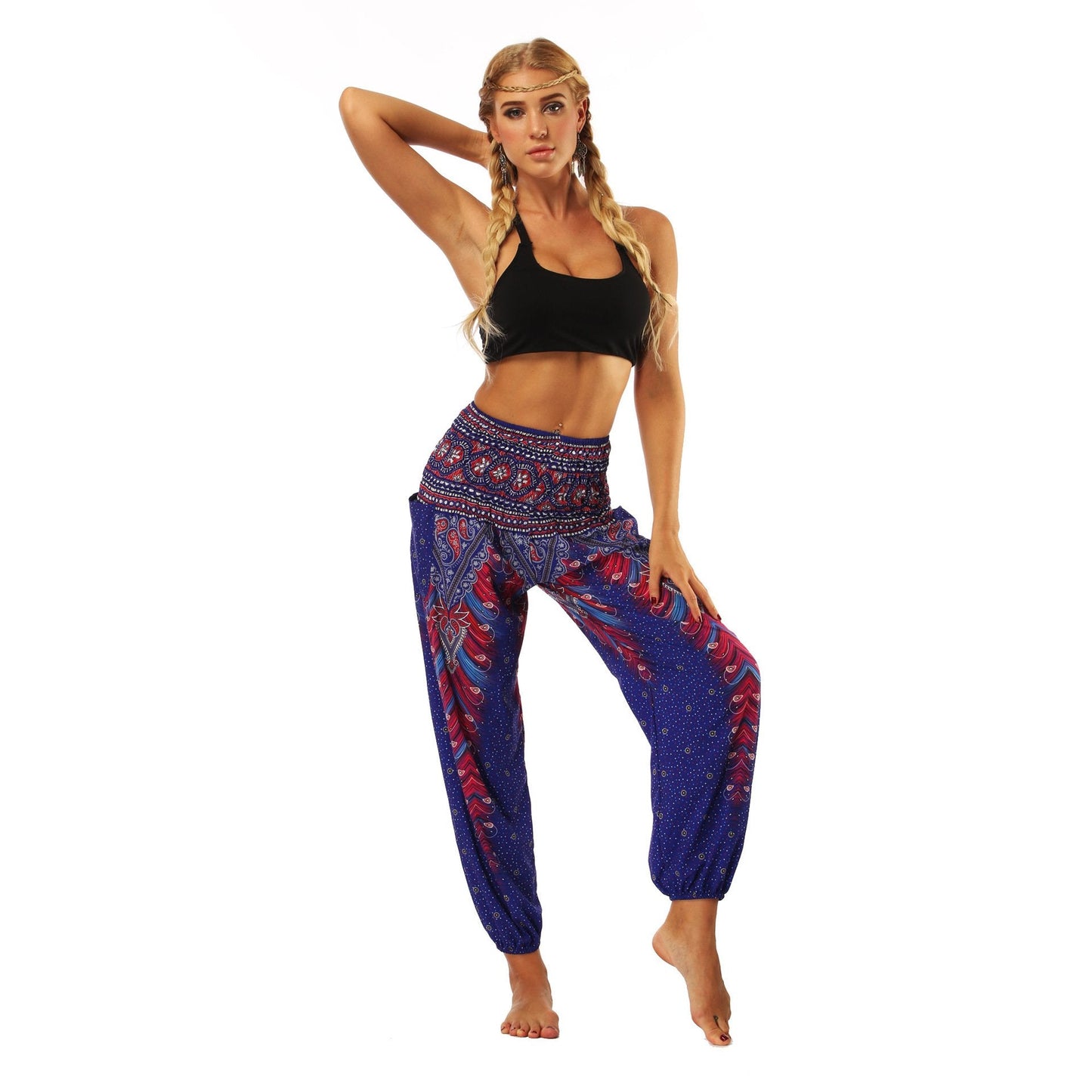 National Style Nepal dot seaside loose wide-legged casual pants fitness exercise yoga lantern pants women 2