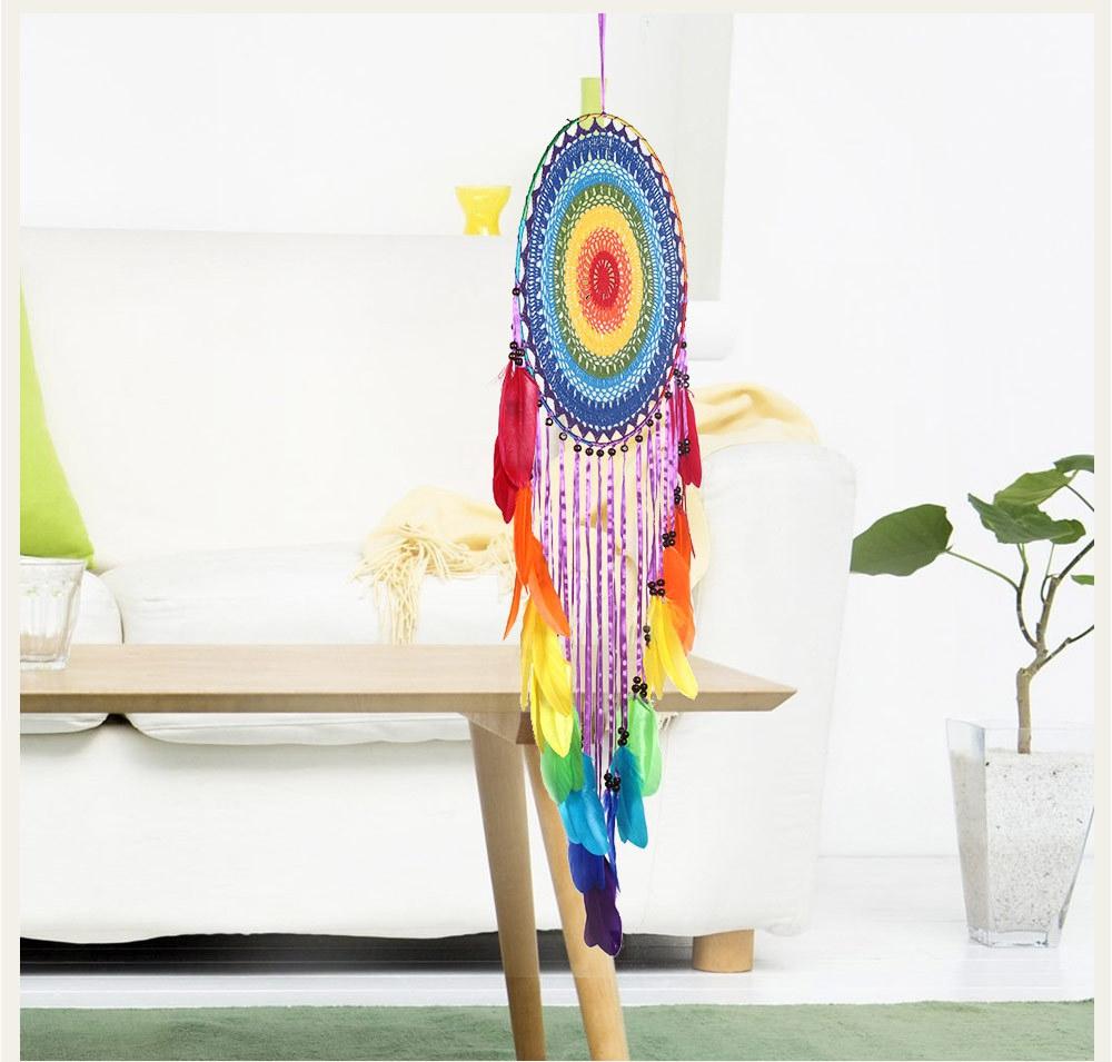 Handmade Colorful Feathers Long Dream Catcher Wall Decoration