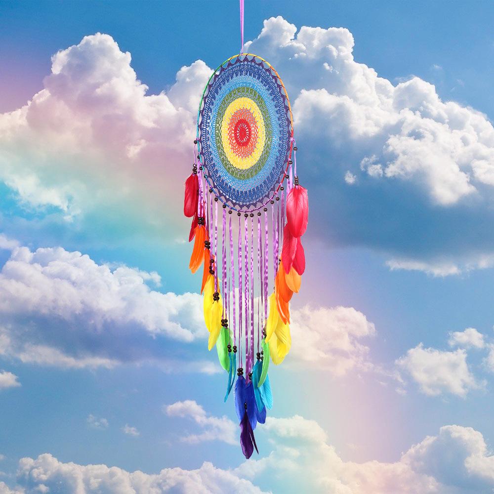 Handmade Colorful Feathers Long Dream Catcher Wall Decoration