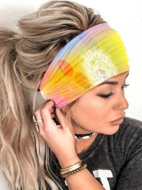 Boho Style Elastic Sports Dandelion Tie Dye Hair Band