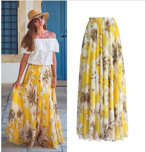 Boho Floral Summer Chiffon Beach Skirts