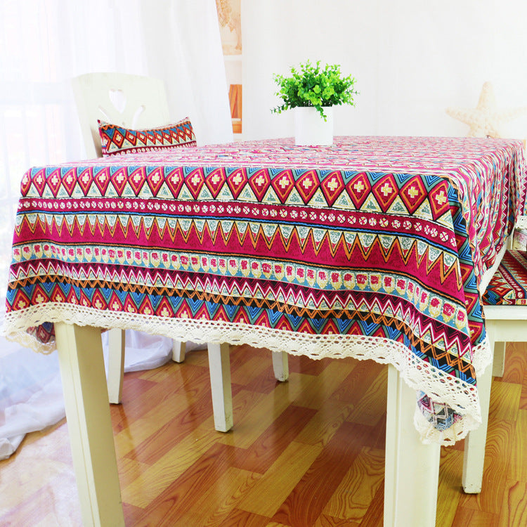 Bohemian cotton and linen tablecloth tea table cloth American decorative cover cloth