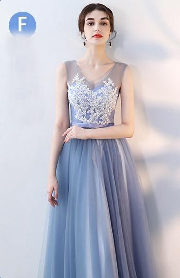 Gray Lace Graduation Bridesmaid  Party Evening Dress