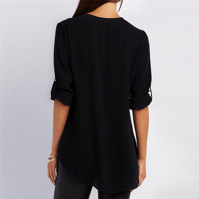 Solid Color V Neck Summer T Shirt Blouse