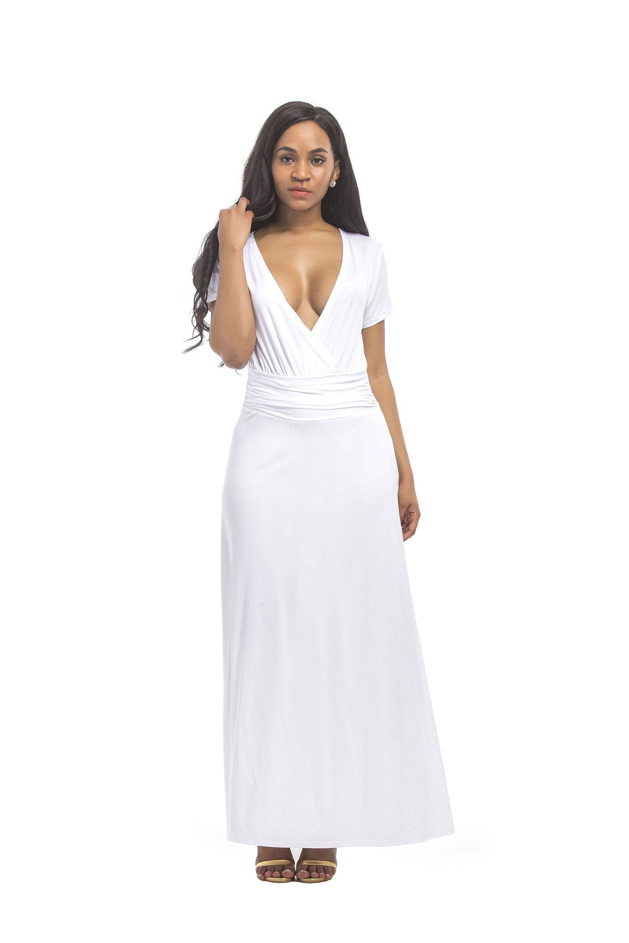 Hot SALE large size women s M-3XL extra long dress sexy V-neck evening dress