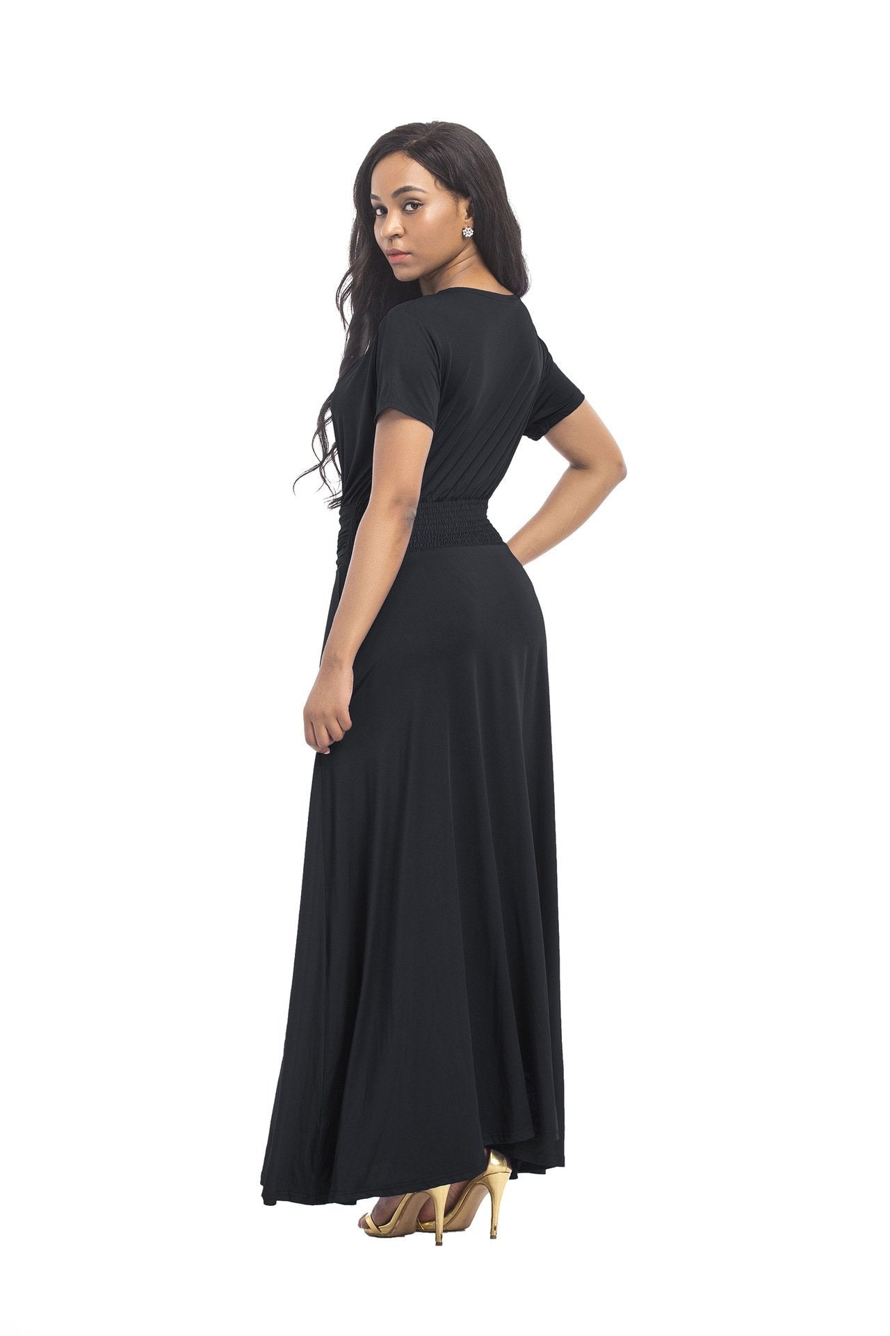 Hot SALE large size women s M-3XL extra long dress sexy V-neck evening dress