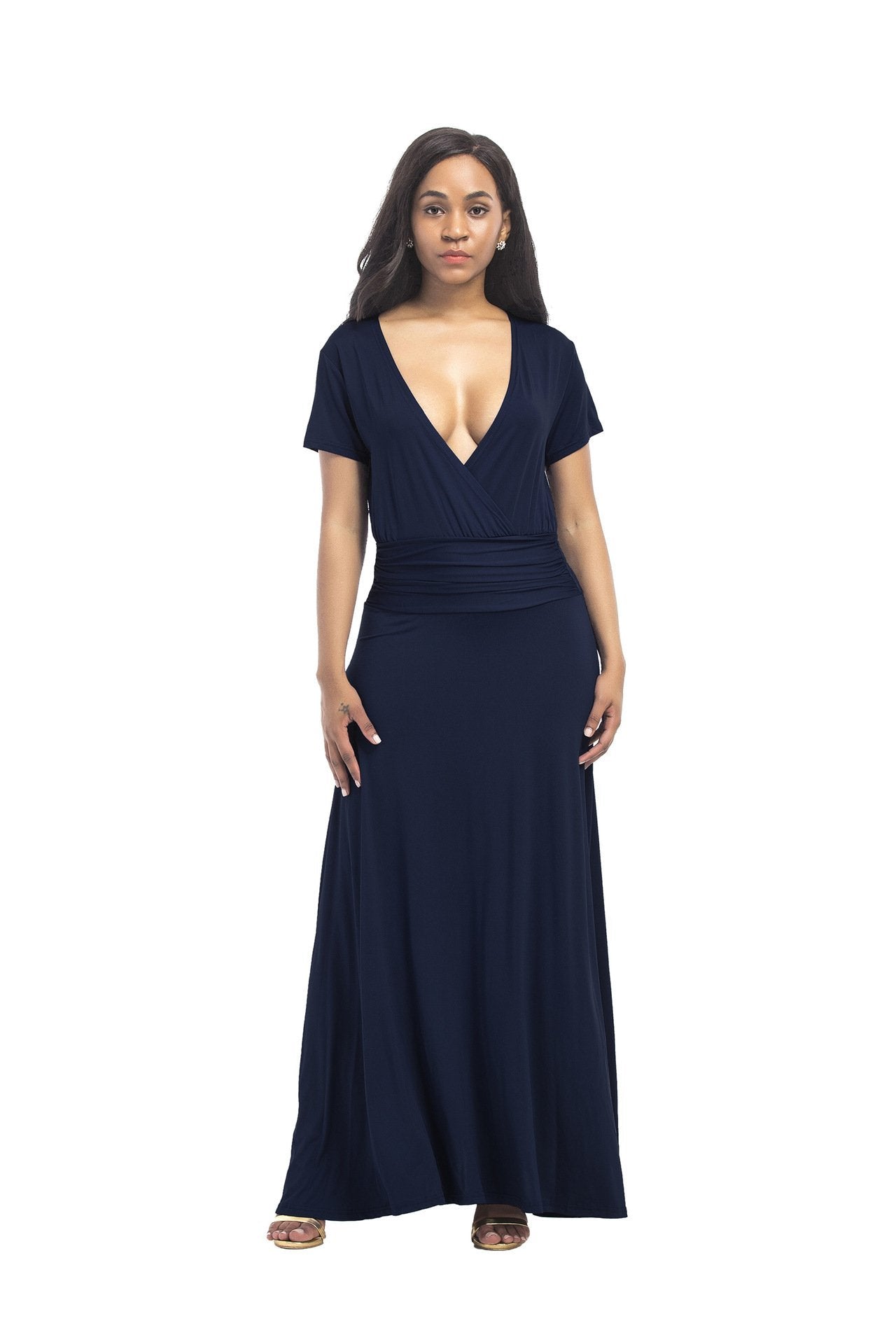 Hot SALE large size women s M-3XL extra long dress sexy V-neck evening dress