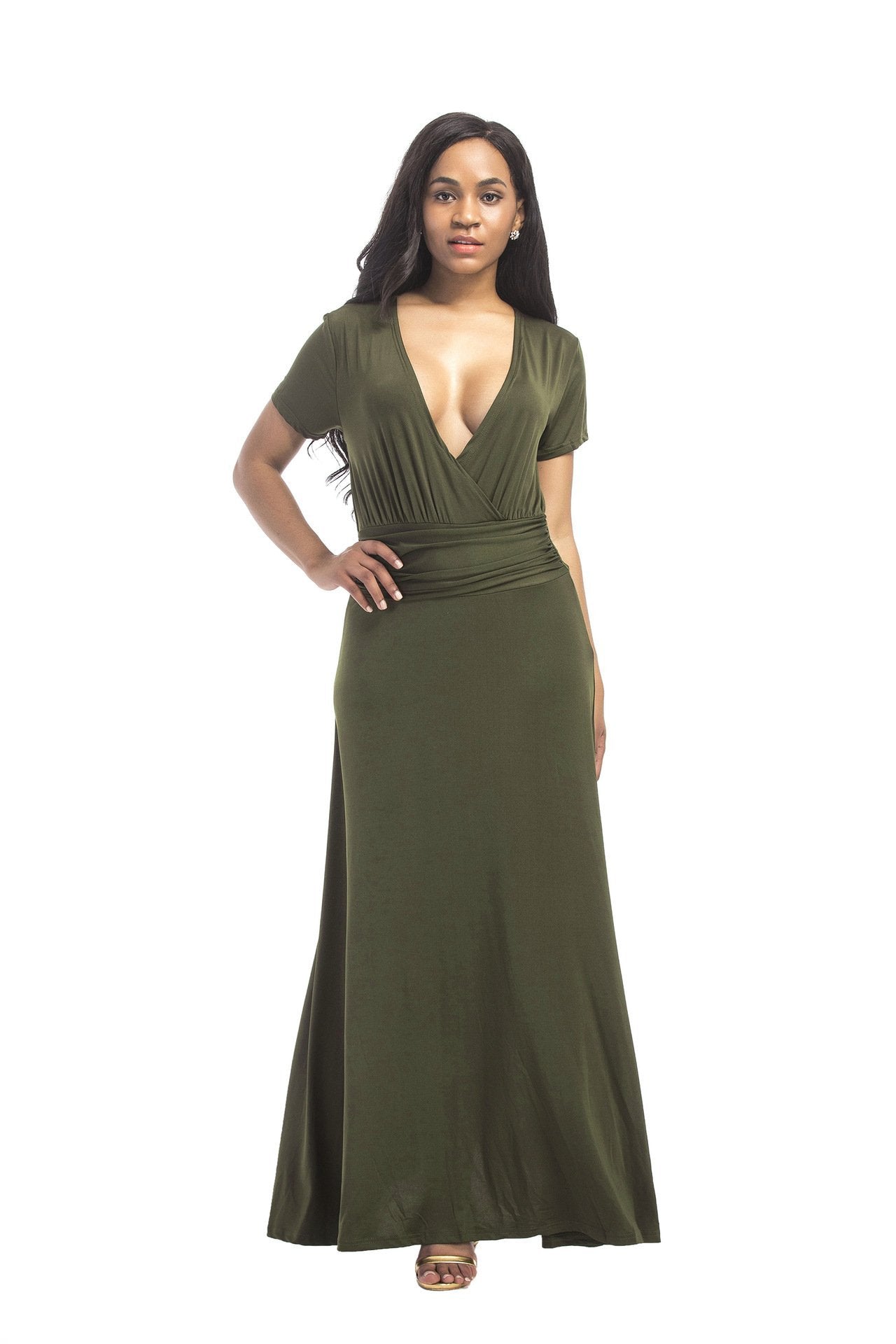 Hot SALE large size women s M-3XL extra long dress sexy V-neck evening dress