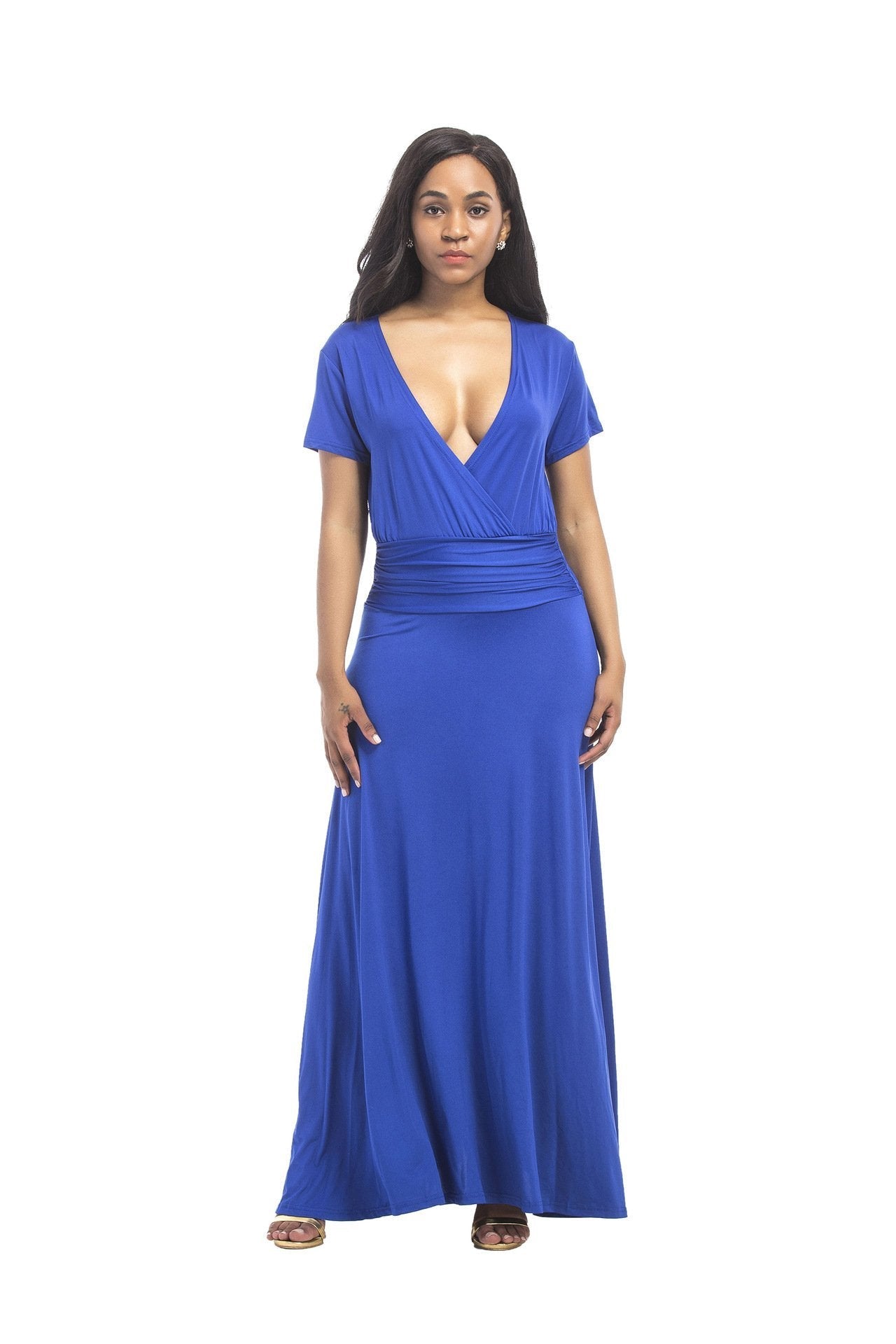 Hot SALE large size women s M-3XL extra long dress sexy V-neck evening dress