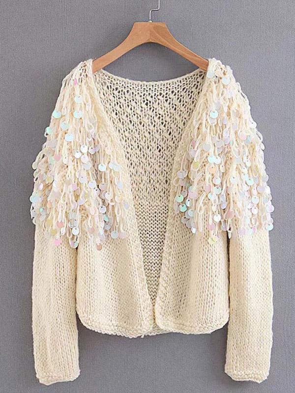 Autumn Winter Tassel Long Sleeve Knit Cardigan Tops