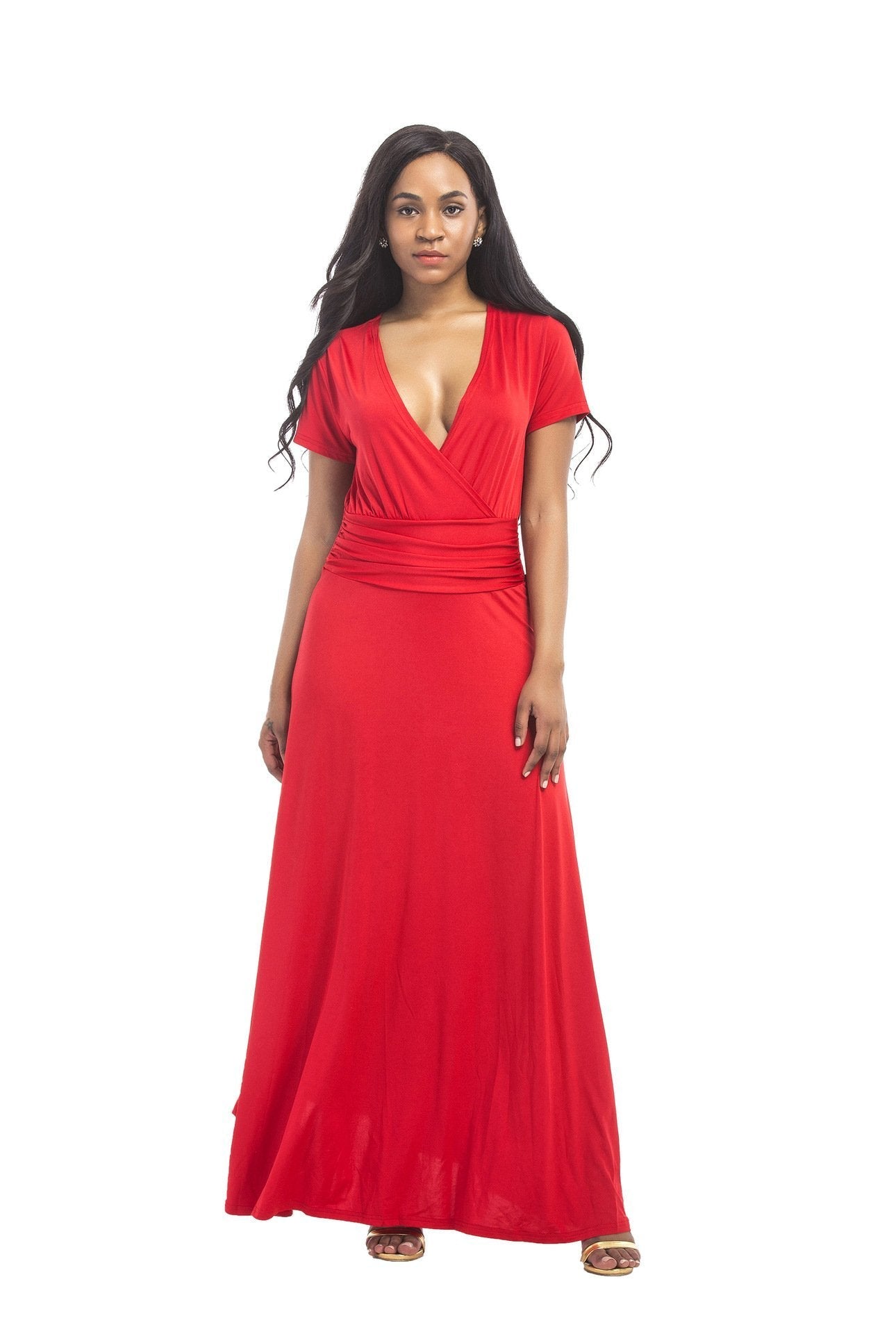 Hot SALE large size women s M-3XL extra long dress sexy V-neck evening dress