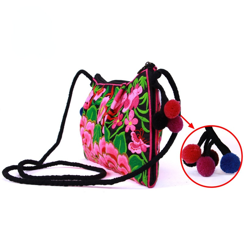 Yunnan ethnic style double-sided embroidery bag Single Shoulder Bag Messenger women's bag thin canvas bag retro leisure Women's bag