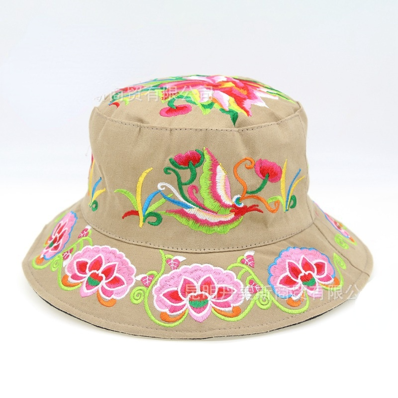 New Embroidered Sun Hat Full Embroidered National Wind Lady Round Hat