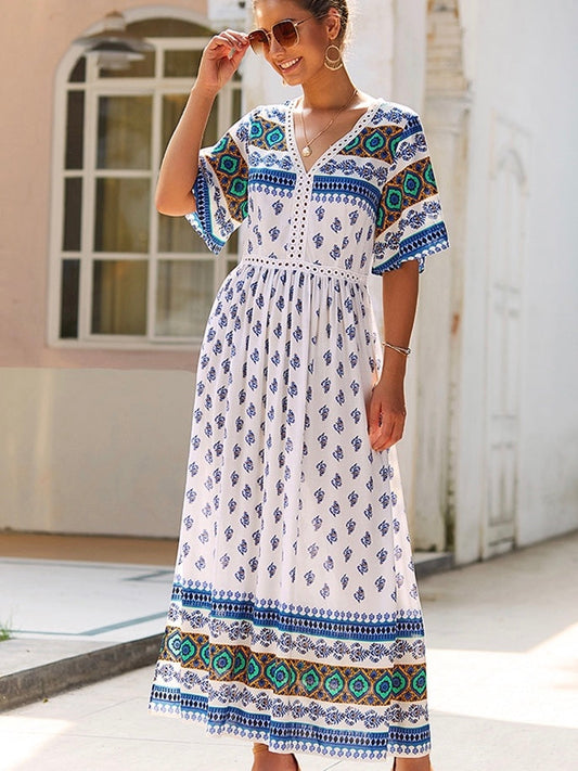 Women Summer Boho Floral Maxi Print Dress