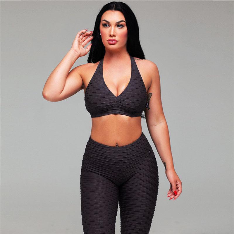 Jacquard Yoga Fitness Pants Suit Yoga Suit Sports Running Suit Women