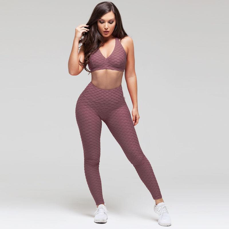 Jacquard Yoga Fitness Pants Suit Yoga Suit Sports Running Suit Women