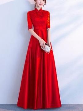 Spring New Long Sleeves Bridesmaid Evening Dress