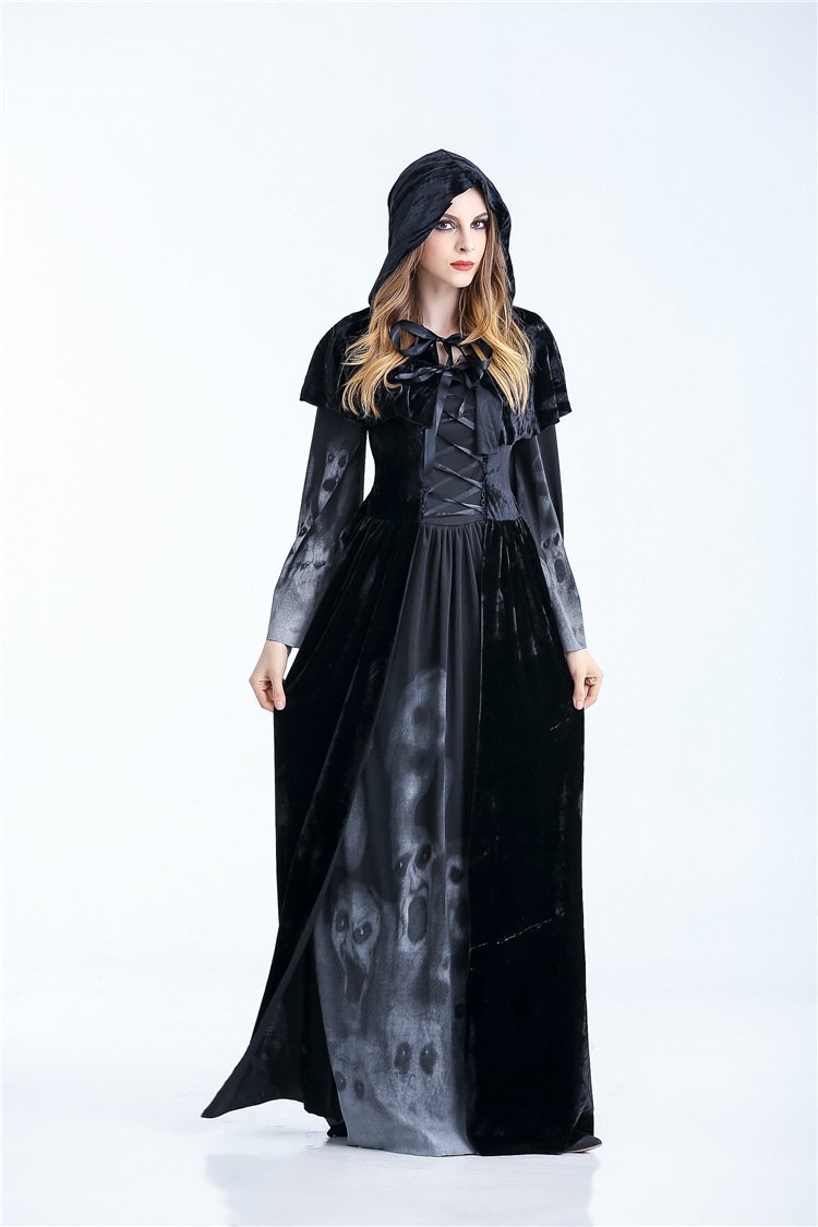 Black Witch Cosplay Halloween Maxi Dress