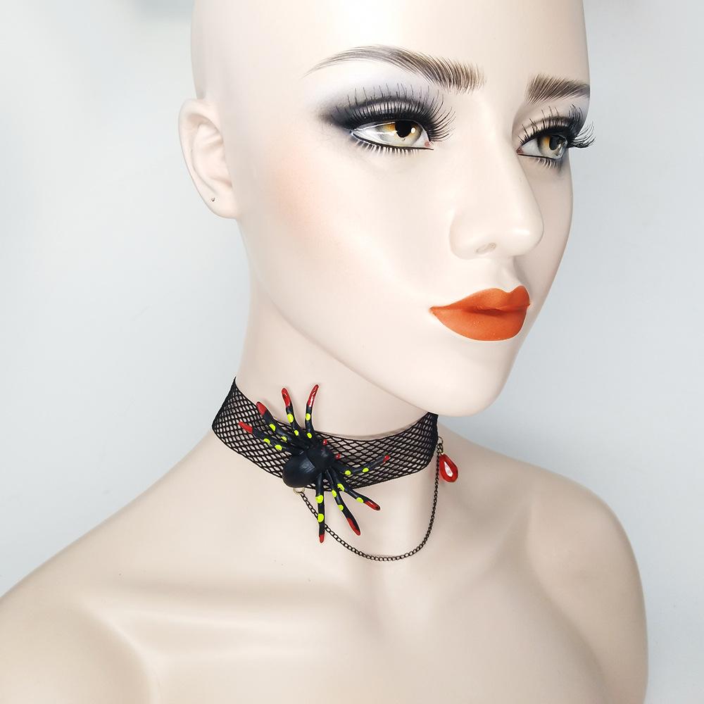 Halloween Black Spider Lace Necklace